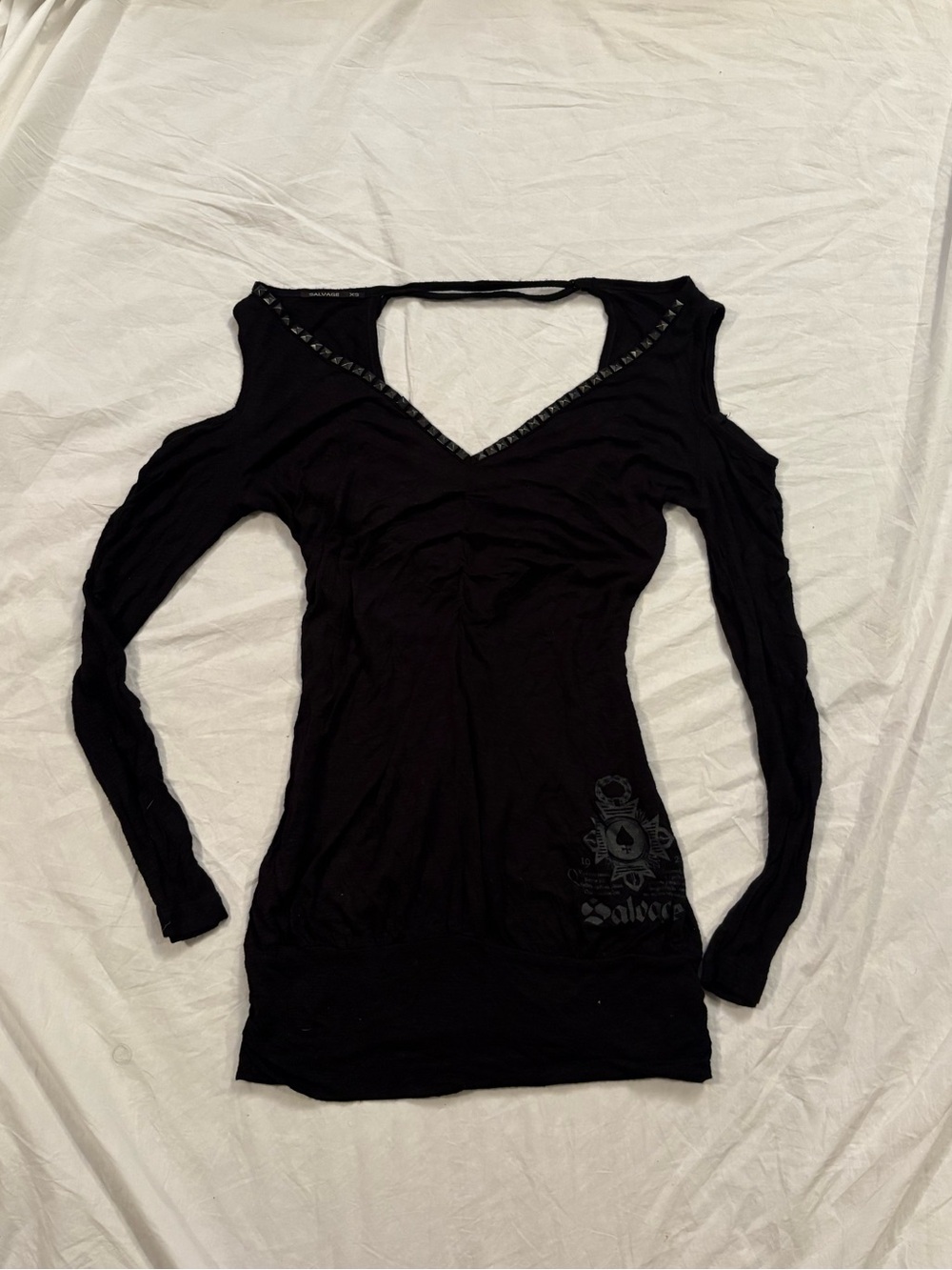 Y2K gothic Salvage Black Cutout Long-Sleeve Mini Dress